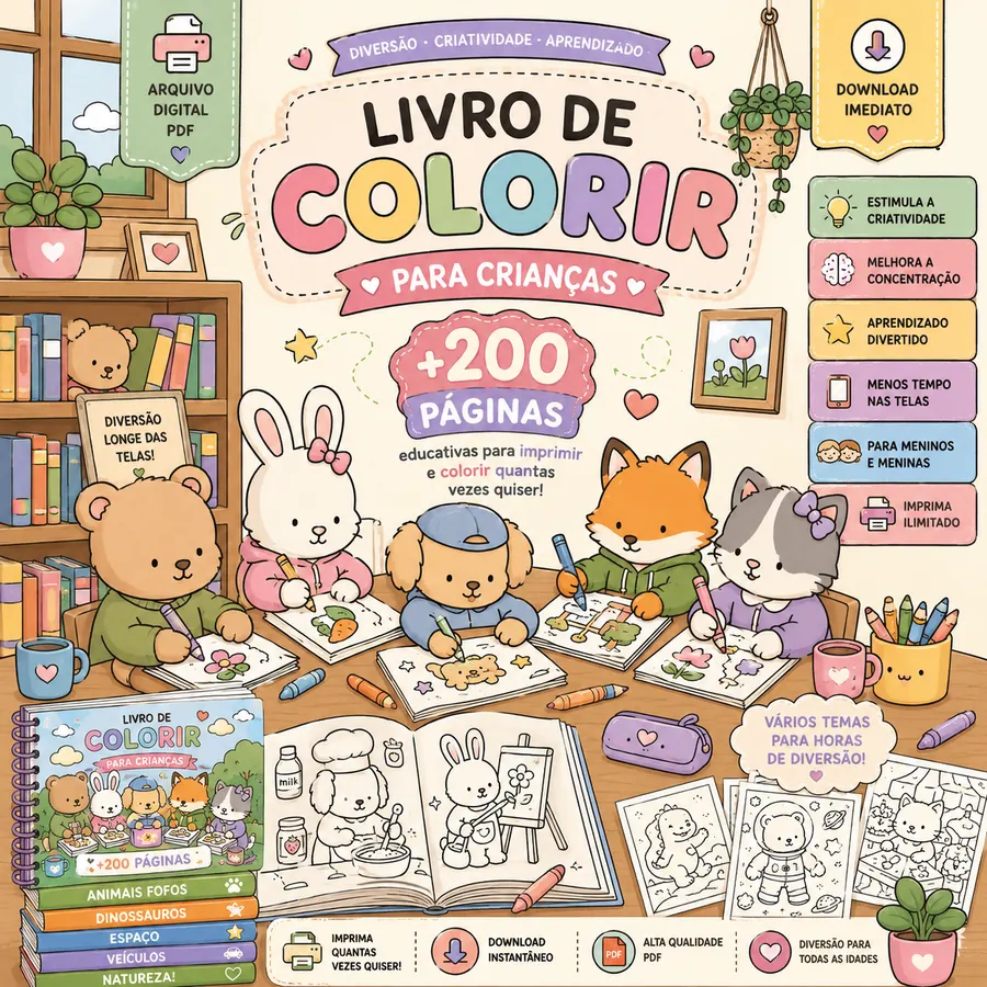 Livros de Colorir +200 páginas